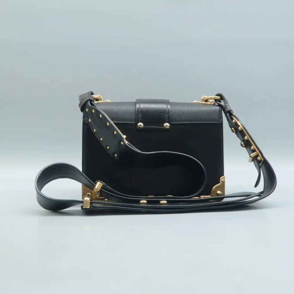 100% Authentic Prada Cahier Black Leather Shoulder Bag 1008-082224 - Picture 2 of 12